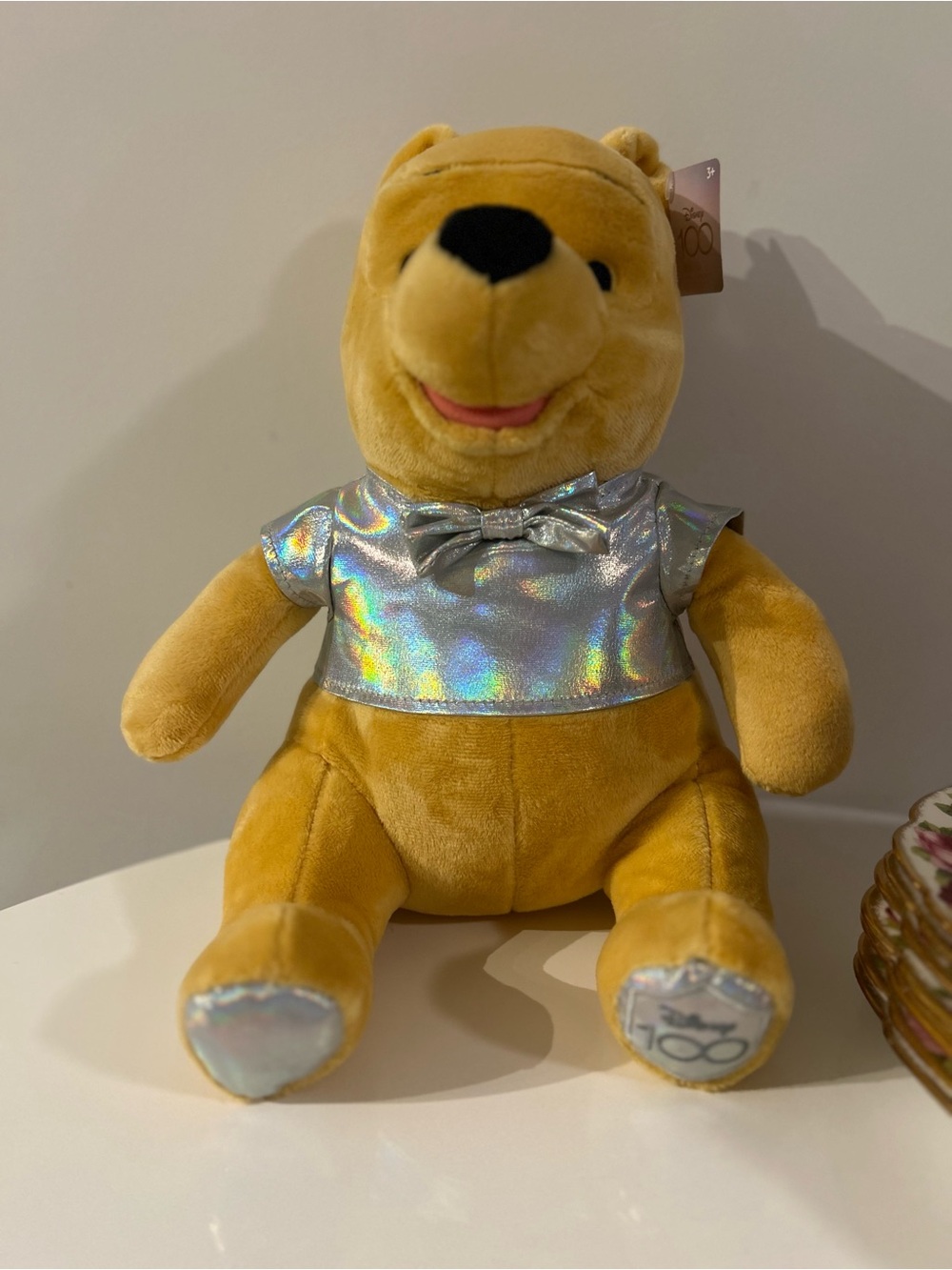 Disney 100 Winnie the Pooh Plush Silver Anniversary Outfit NW